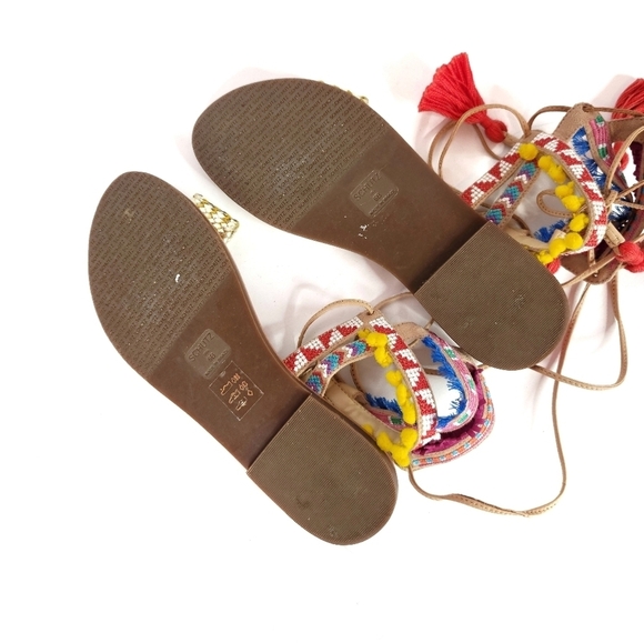 Schutz Lannister Embroidered Lace-up Sandals - Picture 9 of 12